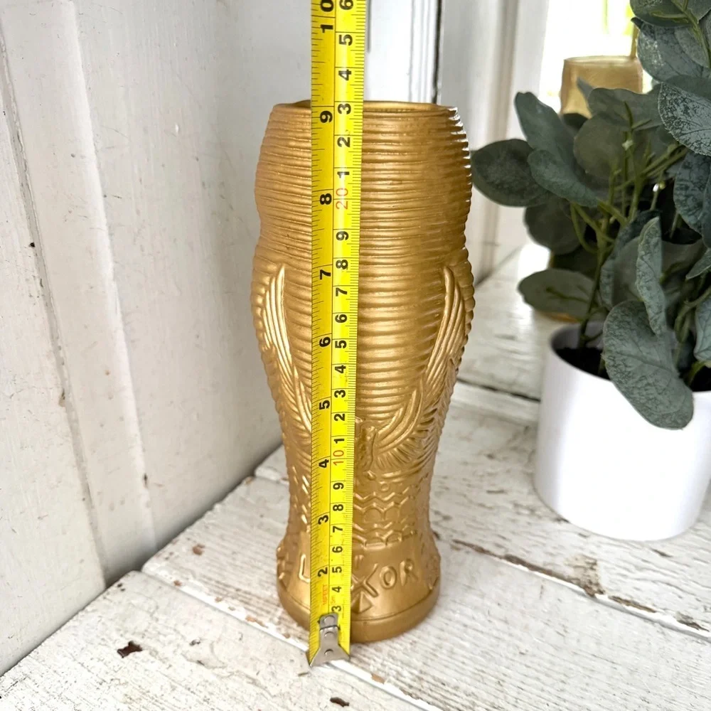 Vintage Egyptian Mummy Glass Flower Vase Hand Blown Luxor Las Vegas King Tut 9”